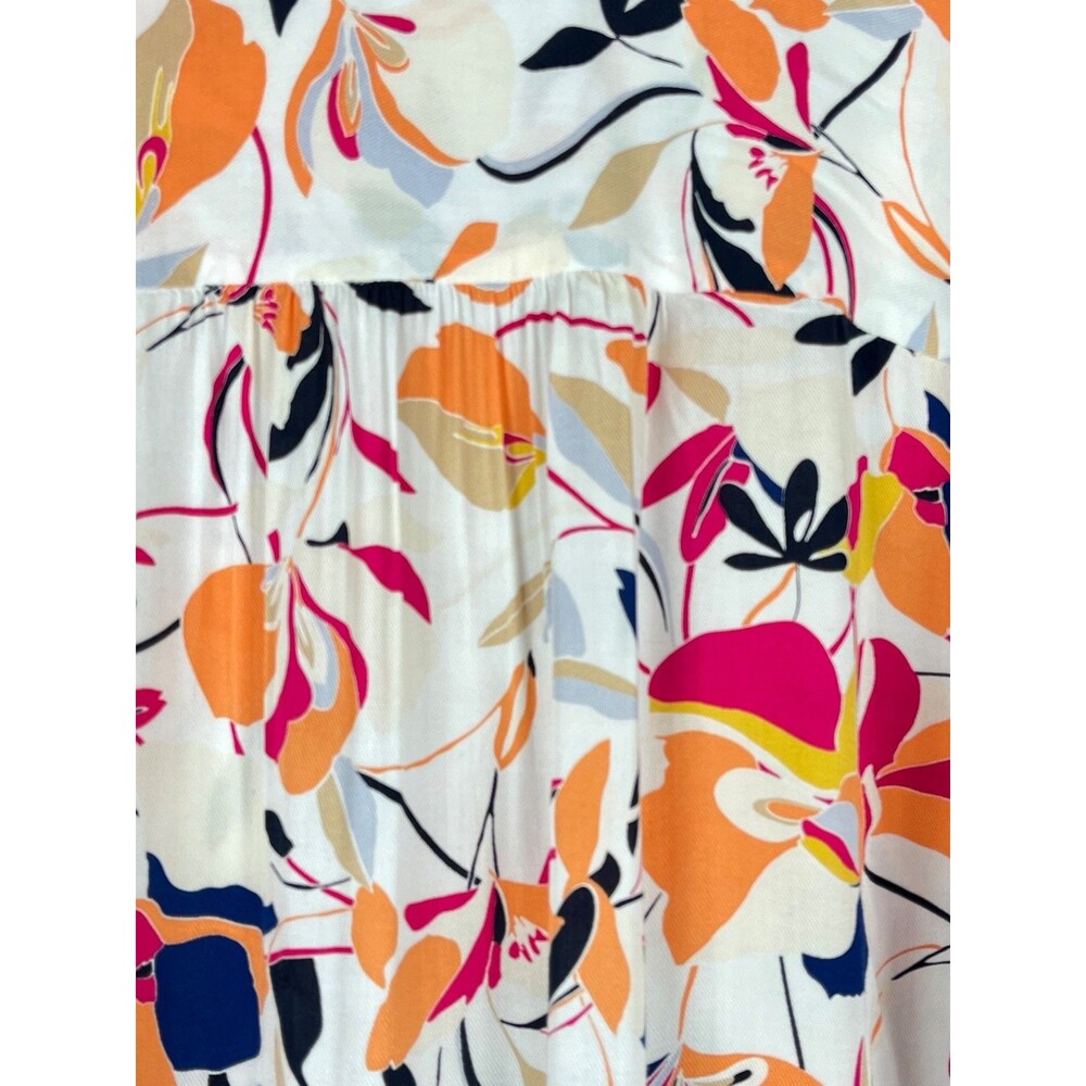 Chico's Size 3 Floral Button Front Blouse Roll Tab Sleeves Rayon 16 18 - Picture 12 of 12